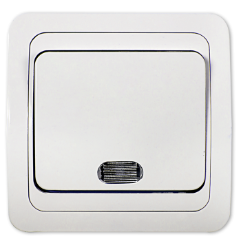 Выключатель ASD CLASSICO 1кл. 2121 белый подсветка (10)