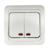 Выключатель ASD CLASSICO 2кл. 2123 белый подсветка (10)
