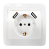 Розетка CLASSICO 1-ая c/з 2хUSB 2047 белый (10)