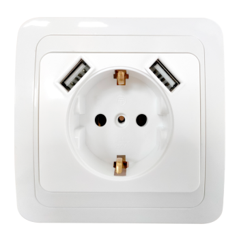 Розетка CLASSICO 1-ая c/з 2хUSB 2047 белый (10)