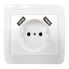 Розетка CLASSICO 1-ая б/з 2хUSB 2147 белый (10)