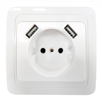 Розетка CLASSICO 1-ая б/з 2хUSB 2147 белый (10)