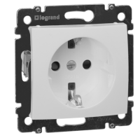 Розетка 1-ая с/з механизм белый VALENA (10/100)