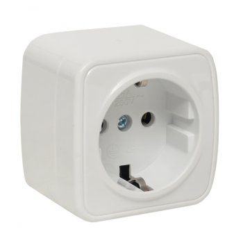 Розетка EKF Basic Минск 1-ая с/з ОП 16А белый (10)