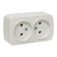 Розетка EKF Basic Минск 2-ая б/з ОП 10А белый