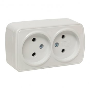 Розетка EKF Basic Минск 2-ая б/з ОП 10А белый