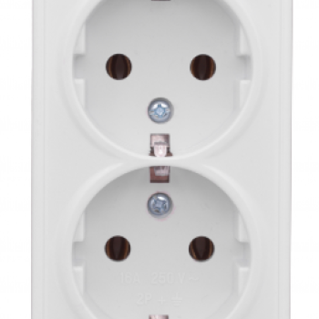 Розетка EKF Basic Минск 2-ая с/з ОП 16А белый (8)