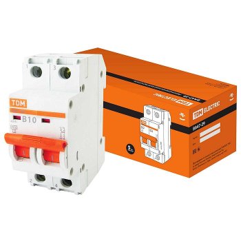 Выключатель автоматический 2P  10A 4,5kA B TDM BA47-29 (6/60)