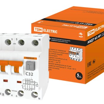 ДИФ 3P+N 32А 30мА А 6кА С TDM АВДТ-63 (3)