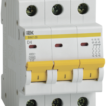 Выключатель автоматический 3P   4A 4,5kA D IEK BA47-29 (4/48)