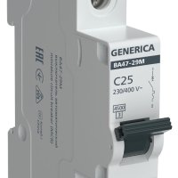 Выключатель автоматический 1P  25A  4,5кА C ВА47-29М Generica (12/144)