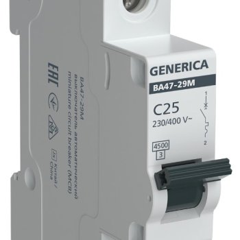Выключатель автоматический 1P  25A  4,5кА C ВА47-29М Generica (12/144)