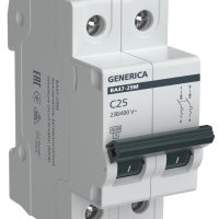 Выключатель автоматический 2P  25A  4,5кА C ВА47-29М Generica (6/72)