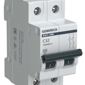 Выключатель автоматический 2P  32A  4,5кА C ВА47-29М Generica (6/72)