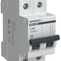 Выключатель автоматический 2P 40A 4,5кА C ВА47-29М Generica (6/72)