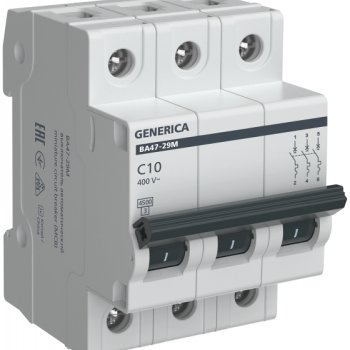 Выключатель автоматический 3P 10A 4,5кА C ВА47-29М Generica (4/48)