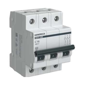 Выключатель автоматический 3P  16A  4,5кА C ВА47-29М Generica (48)
