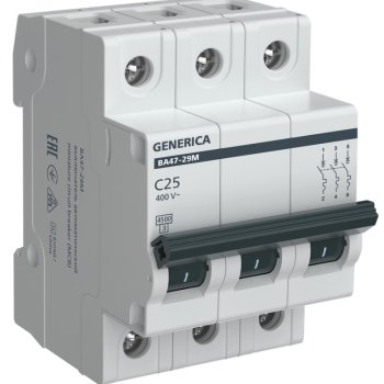 Выключатель автоматический 3P  25A  4,5кА C ВА47-29М Generica (48)