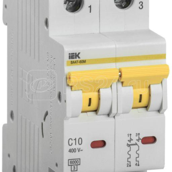 Автоматический выключатель IEK 2P  10A 6kA C BA47-60 (6/90)