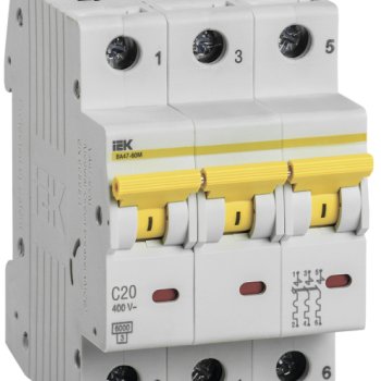 Выключатель автоматический 3P 20A 6кА C IEK BA47-60M (4/48)