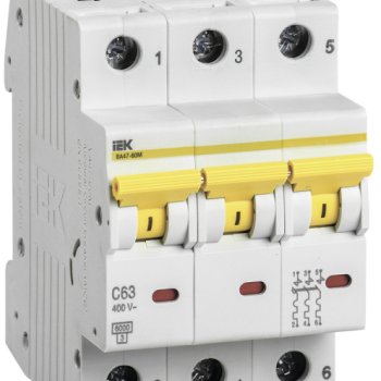 Выключатель автоматический 3P 63A 6кА C IEK BA47-60M (4/48)