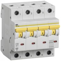 Выключатель автоматический 4P 50A 6кА С IEK ВА47-60M (3/36)