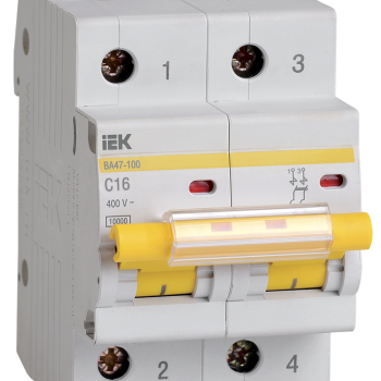 Выключатель автоматический 2P  16A 10kA C IEK BA47-100 (6/60)
