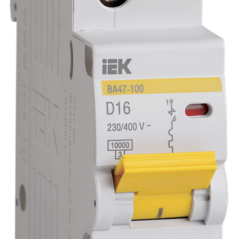 Выключатель автоматический 1P  16A 10kA D IEK BA47-100 (12/120)
