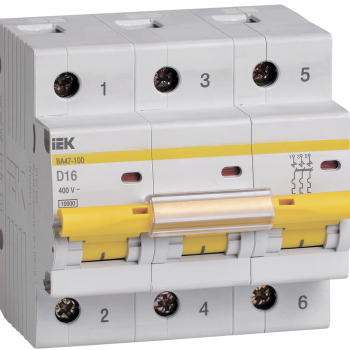 Выключатель автоматический 3P  16A 10kA D IEK BA47-100 (4/40)
