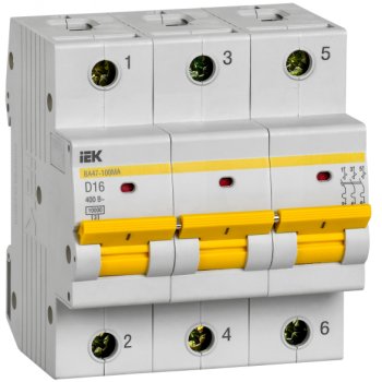 Выключатель автоматический 3P  16А 10кА D IEK ВА47-100МА без теплового расцепителя (4)