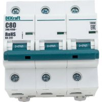 Выключатель автоматический 3P 80A 10A C DEKraft BA-201