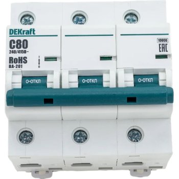 Выключатель автоматический 3P 80A 10A C DEKraft BA-201