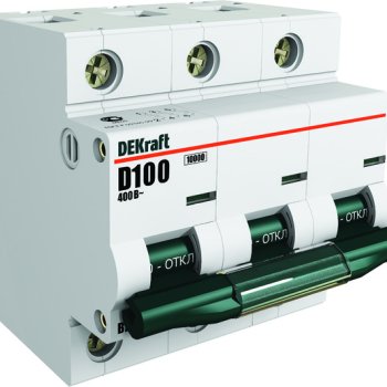 Автоматические выключатели 3P 100A 10A C DEKraft BA-201