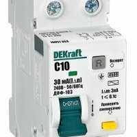 ДИФ 1Р+N 10А 30мА АС 4,5кА С DEKraft ДИФ-103 (6)
