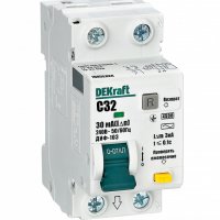 ДИФ 1Р+N 32А 30мА АС 4,5кА С DEKraft ДИФ-103 (6)