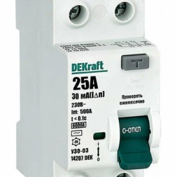 УЗО 2P 25A 30мА 6кА АС DEKraft УЗО-03 (6)