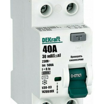 УЗО 2P 40A 30мА 6кА АС DEKraft УЗО-03 (6)