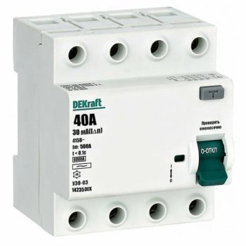 УЗО 4P 40A 30мА 6кА АС DEKraft УЗО-03 (3)