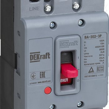 Выключатель автоматический 3P 100А 25кА DEKraft ВА-302