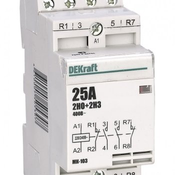 Контактор модульный 25А 230В 2НО+2НЗ DEKraft МК-103 (6)