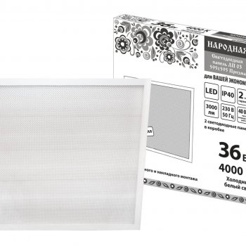 Панель универсальная ЛП 03 36Вт 4000К 595х595х19 IP20 3000Лм белая призма TDM Народная (4)