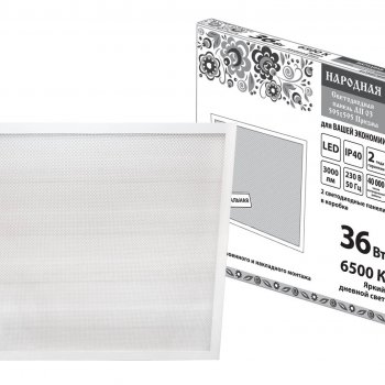 Панель универсальная ЛП 03 36Вт 6500К 595х595х19 IP20 3000Лм белая призма TDM Народная (4)