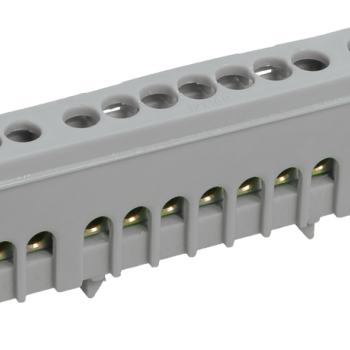 Шина L (фаза) в корпусе на DIN-рейку 6x9мм  8 отверстий латунь серый IEK (10/500)