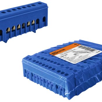 Шина нулевая в корп DIN-изол 6x9мм 12/1 синий TDM (10/300)