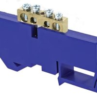 Шина N (ноль) изолятор на DIN-рейку 6x9мм 4 отверстия латунь синий Omnyx (20/500)