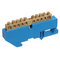 Шина нулевая на DIN   12/1 IEK 6x9мм изолятор синий (20/500)