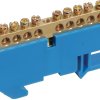 Шина N (ноль) изолятор на DIN-рейку 6x9мм 20 отверстий латунь синий IEK (20/200)