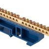 Шина N (ноль) изолятор на DIN-рейку 6x9мм 24 отверстия латунь синий Omnyx (20/300)