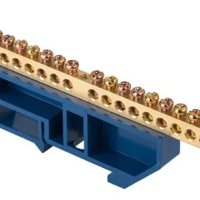 Шина N (ноль) изолятор на DIN-рейку 6x9мм 24 отверстия латунь синий Omnyx (20/300)