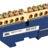 Шина N (ноль) изолятор на DIN-рейку 8x12мм 12 отверстий латунь синий IEK (20/240)